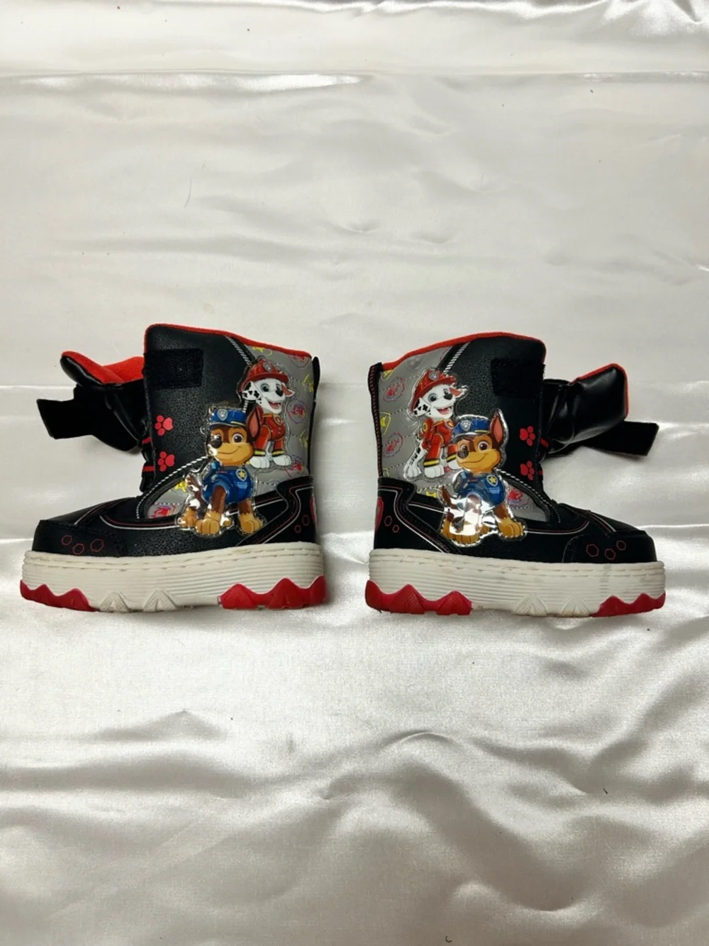 Paw Patrol Black and Red Kids Light Up Snow Boots | Toddler Size 7